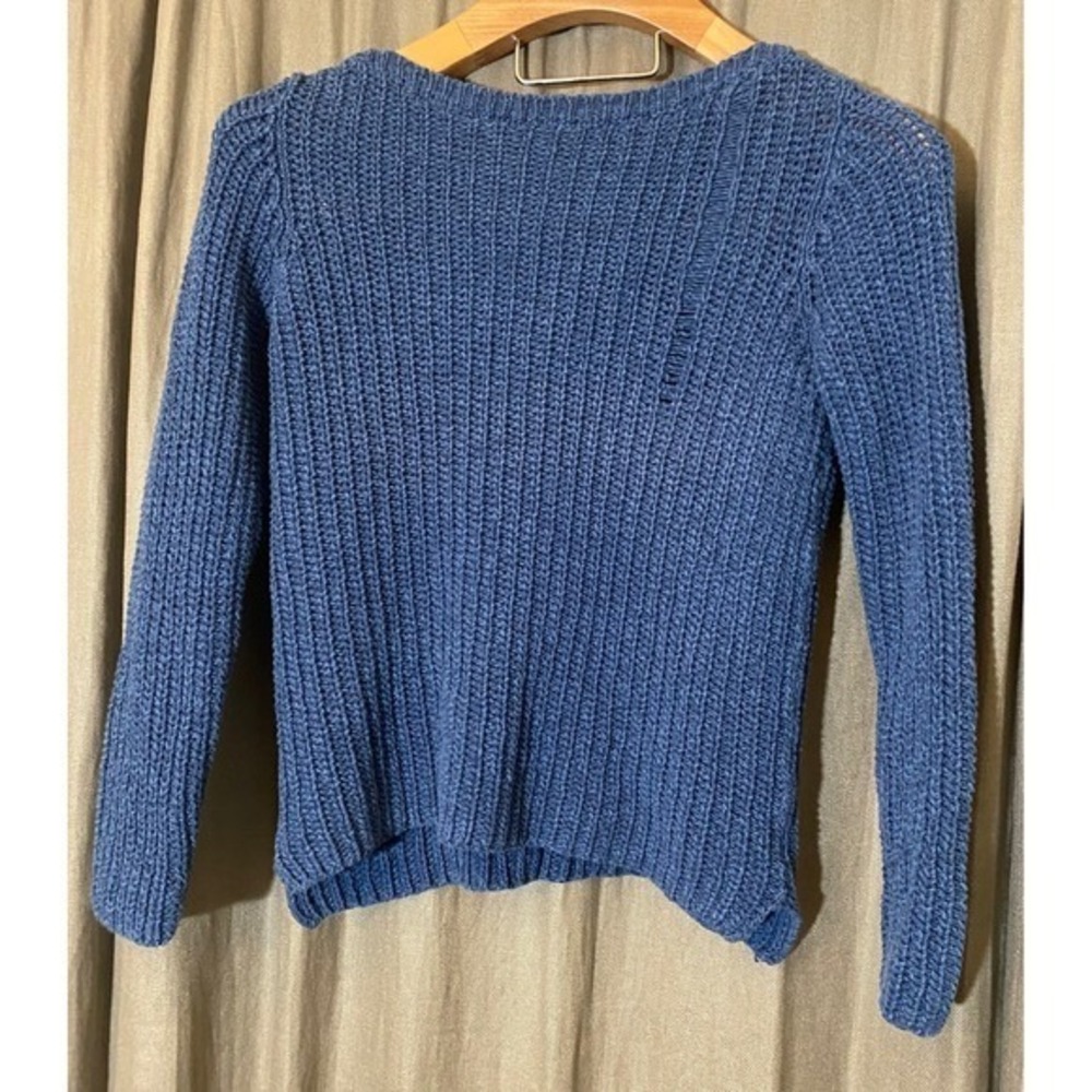 Lauren Jeans Co Ralph Lauren Blue Knit Sweater Women's Size‎ M Cotton V Neck